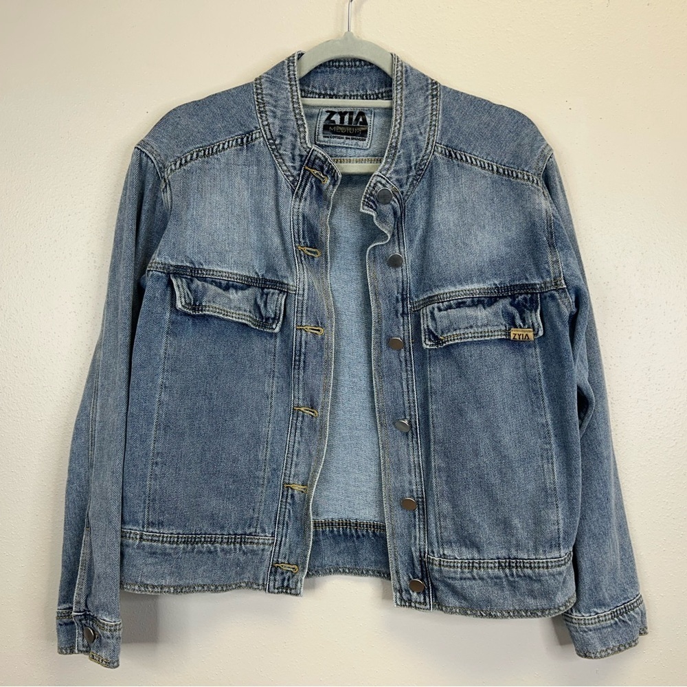 Outdoor Spring Fall Classic ZYIA M Blue Denim Jacket Cotton Athleisure Normcore - Picture 4 of 15